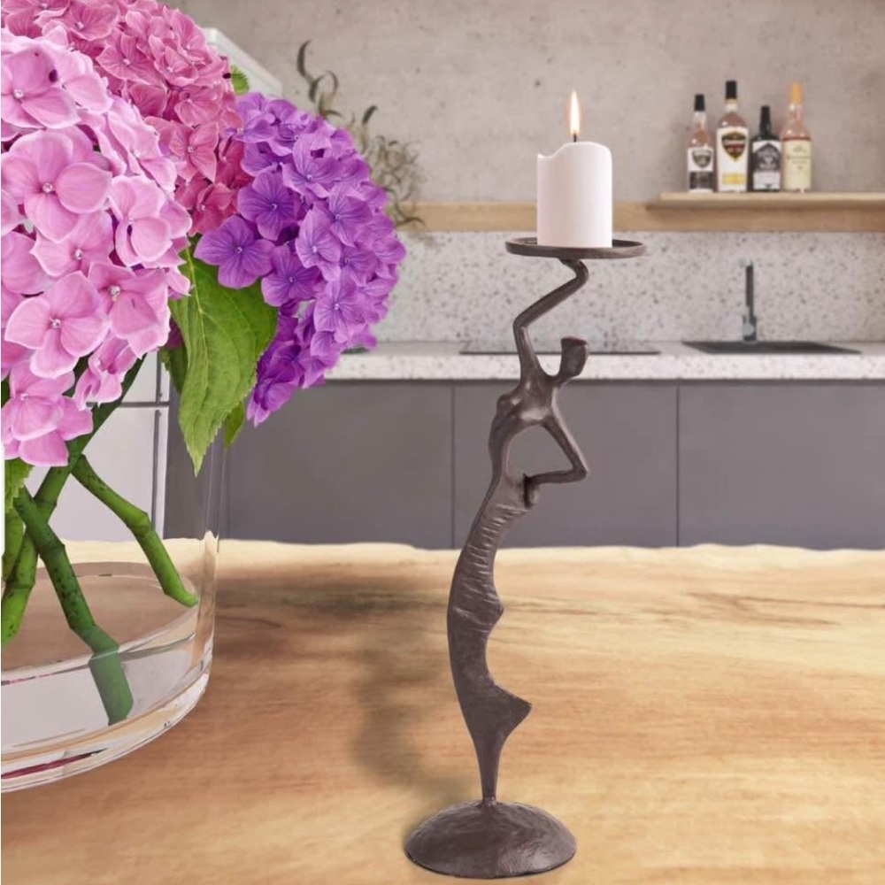 Fancy Lady Cast Iron Sculpture Candle Holder